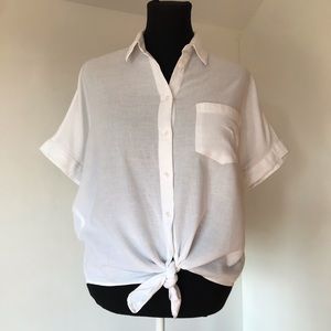 Madewell Button Down Tie Cap Sleeve Shirt Size S